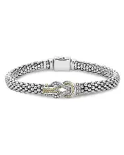 Lagos 18K Gold and Sterling Silver Newport Knot Bracelet with Diamonds