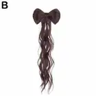 Bowknot Half-tie High Ponytail Wig Clip Hair Bag Meatball Braid Wig Head R3.AU