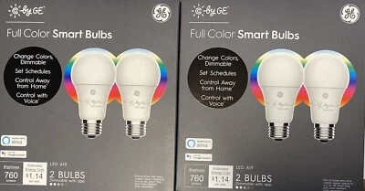 GE C by GE Smart 60-WattA19 Full Color Dimmable Smart LED Light Bulb (2x2-Pack)