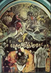 Vintage Postcard, El Greco, Burial of the Count Orgaz, Painting, Church, unused