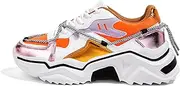[LUCKY STEP] Women's Platform Colorful Fashion Sneakers Retro Colorblock Stylish Cute Chunky Dad Walking Shoes