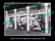 OLD POSTCARD SIZE PHOTO OF THE ATLANTIC UNION OIL COMPANY DISPLAY STAND c1930s