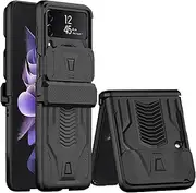 [COCOING] for Samsung Galaxy Z Flip 3 Case with Hinge Protection Device and Sliding Camera Protection Cover,Military-Grade Armor Protection Case for Samsung Z Flip 3 5G (Black)