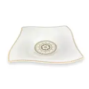 NEW Villeroy & Boch Samarah Bone China Gold Trim Square Wave Soap Serving Bowl