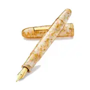 Penlux Masterpiece Grande Fountain Pen in Golden Crystal - Broad - NEW in Box