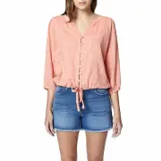 NWT Sanctuary Women Modern Desert Canyon Indio Tie Front Blouse Top Medium $79