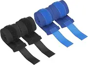 uxcell Boxing Hand Wraps, 98 Inch Length Elastic Boxing Wraps Cotton Fist Mitts Wrist Straps Protection for Muay Thai Martial Arts Kickboxing Bandages, Black/Blue