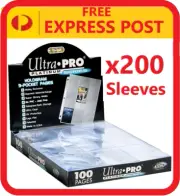 ULTRA PRO PLATINUM 9 POCKET CARD SLEEVES 2x BOX OF 100 PAGES POKEMON AFL EXPRESS