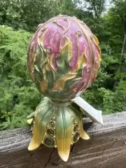 Collette Et Cie Music Box, Gemstone, Enamel EGG, Plays Dance Of Sugar Plum Fairy