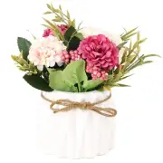 Artificial Hydrangea Bouquet with Small Ceramic Vase Fake Silk Variety Flower...