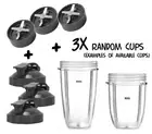 3x Random Cups + Blades + Flip Lids Accessories for Nutribullet Nutri Bullet