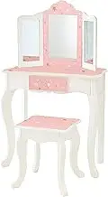 Fantasy Fields Gisele Twinkle Star Kids Vanity Table & Stool, White & Pink