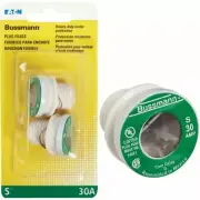 (5-2/pk)-Bussmann Heavy Duty 30A S Time-Delay Plug Fuse. Model: BP/S-30