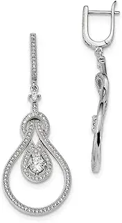 [Diamond2Deal] Women's 925 Sterling Silver and CZ Brilliant Embers Hinged Hoop Earrings