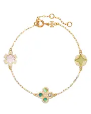 Tory Burch Kira Mother Of Pearl Clover Flex Bracelet in 18K Gold Plated
