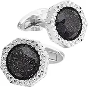 [Jonwo] Octagon Black Obsidian Gemstone Men's Cufflinks In Gift Case Silver / 14K Gold Plated Cufflinks for Men Jewelry for Wedding Party Business Birthday Anniversary Dress