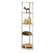Turn-N-Tube 5 Tier Corner Display Rack Multipurpose Shelving Unit Beech & Whi...