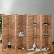 8 Panel Artiss Room Divider Screen 326x170cm Shelf Oak