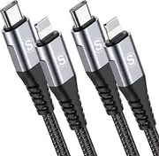USB C Ligtning Cable 2-Pack 6.6ft, [Apple MFi Certified] i Phone Fast Charging High Speed Data Sync, Durable Nylon Braided Compatible with i Phone 14/13/12/11 Pro Max/XR/XS/X/8/7/Plus/6S/6/SE/5S/iPad