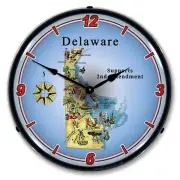 Delaware Supports the 2nd Amendment, Lighted Backlit LED Clock Free Shipping