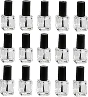 SOESFOUFU 15pcs Nail Polish Bottle Manicure Bottle Clear Glass Bottle Container Refillable Cosmetic Containers Black Fingernail Polish Chic Nail Container Square Bottom Bottling Plastic