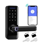 Smart Front Door Lock with Lever Handle, Keyless Entry Keypad Fingerprint Dea...