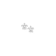 Sterling Silver Cubic Zirconia Turtle Stud Earrings in Clear