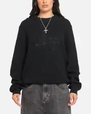 [X-LARGE] X-large Script Waffle Knit Sweater Black - Size S S Black