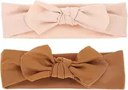 SWOOMEY 2Pcs Bow Hairbands for Soft Elastic Headbands for Showers Birthdays and Festivals Includes Colors Comfortable Design for Newborns