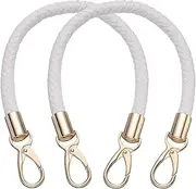 uxcell 2 Pcs Leather Purse Strap, 15.7 Inch PU Leather Braided Purse Replacement Shoulder Strap for Handbags with Buckle for DIY Handbag Purse Making, White