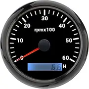 ALAGPNPMZH 85mm Car Boat Tachometer Gauge LCD Hour Meter 3000 4000 6000 8000 RPM12V/24V 7Colors Backlight Tacho Sensor Marine Tacho Meters Speedometer(BN 6000RPM)