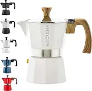 GROSCHE Milano Stovetop Espresso Maker Moka pot 3 Cup - 5 oz, White - Moka Expresso Coffee Maker Stove top coffee maker Moka Italian espresso greca coffee maker brewer percolator