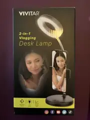 Vivitar 2 in 1 Vlogging Desk Lamp LED Ring Light Adjustable Phone Holder USB NIB