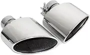 Compatible For Audi A3 A4 A5 A6 A7 Tip Exhaust Tip Retrofit Upgrade RS3 RS4 RS5 RS6 Muffler Stainless Steel Tip Nozzle Exhaust Head(Silver)