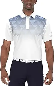 [PGA TOUR] Men's Short Sleeve Ombre Geo Print Golf Polo