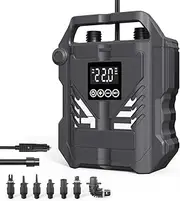 22PSI High Pressure Paddle d Pump Portable 12V Car Electric Air Compressor Support I ation/Deflation, 3 Working Modes Auto-Off Function with 7 Nozzles for Boat Kayak Tent Pool Stand-up Paddle Grey