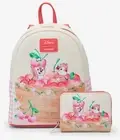 NEW Loungefly Disney Chip 'N' Dale Cherry Basket Gingham Backpack And Wallet SET