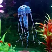 EZONEDEAL Aquarium Artificial Glowing Jellyfish Fish Tank Ornament Aquarium Silicone Decoration, Glowing Effect Under Actinic Lighting (Large, Blue)