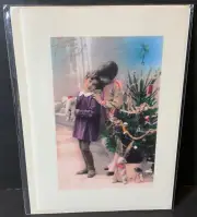 Found Image Press Christmas Card UNUSED Blank Reproduction Joyeux Noel Boy Girl
