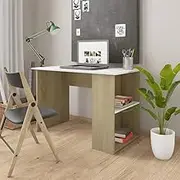 White Desk, Sonoma Oak Computer Table, Home Office Workstation - Space Saving, Engineered Wood Electric & Adjusting Options, Perfect for Gaming or Studying