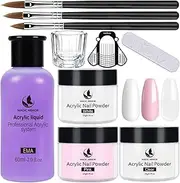 MAGIC ARMOR Acrylic Nail Kit Acrylic Powder and Professional Liquid Monomer set with Acrylic Nail Brush tips for Acrylic Nails Extension Beginner kit for Acrylic Nails Extension Beginner kit (60ml Set)