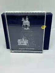 Crystal Laser Etched 3D Display Paperweight Virginia Monument