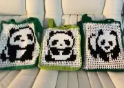 Panda Crochet Bag Pattern - Eco-Friendly , ( 3 Different styles) Color Printing