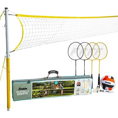 Franklin Sports Badminton and Volleyball Combo Set Adjustable Net for All Ages