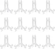 12pcs 3" Mini Clear Plastic Easels, Little Display Stands Plate Holders Small Table Easel for Displaying Cards or Other Items at Weddings, Home Decoration, Birthdays, Tables