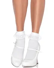 80s White with Lace Ruffle Anklet Socks