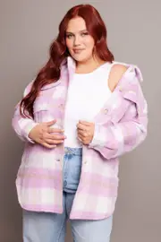 Purple Check Check Shacket Long Sleeve 16