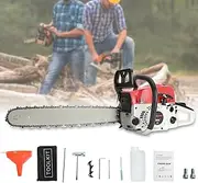 Gas Powered Chainsaw, 58CC 13000RPM Gas Chainsaw 20 Inch，2-Cycle Chainsaw as Powered, Multifunction Rust Resistant Wood Chainsaw Wood Cutting Shipping from USA Fast Arrival (Red)