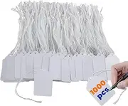 Price Tags with Strings Attached, 1000pcs Marking White Merchandise Hang Tags Labels for Goods Gifts Jewelry Clothing Garage Yard Rummage Sale Supplies 1-3/8 x 2-1/8 (1.37x2.16) inch