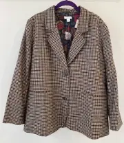 NWT Sundance Catalog Brown Blue Houndstooth “Janae Blazer” Size PL $188